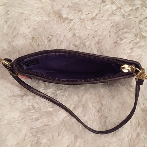 Brown Coach Wristlet with “C” pattern/gold accents - Picture 3 of 3